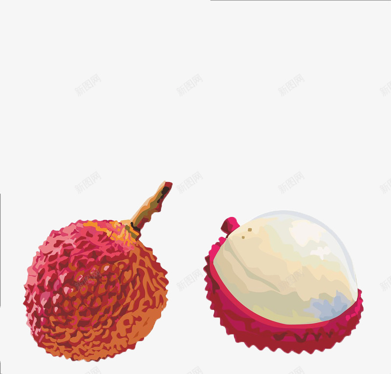 水彩绘荔枝png免抠素材_新图网 https://ixintu.com 水彩 水果 荔枝