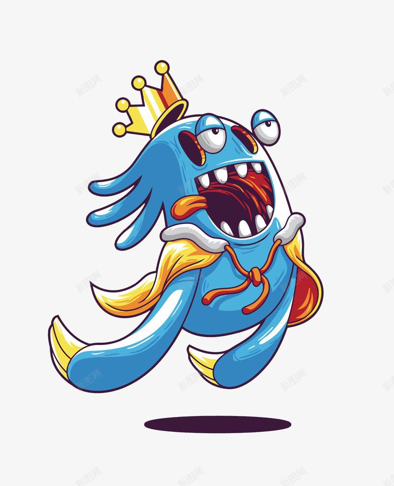 蓝色幽灵png免抠素材_新图网 https://ixintu.com 卡通手绘 幽灵 皇冠 眼球 蓝色
