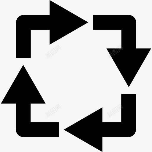 四旋转箭头方图标png_新图网 https://ixintu.com 四 四箭 广场 旋转 旋转箭 符号 箭