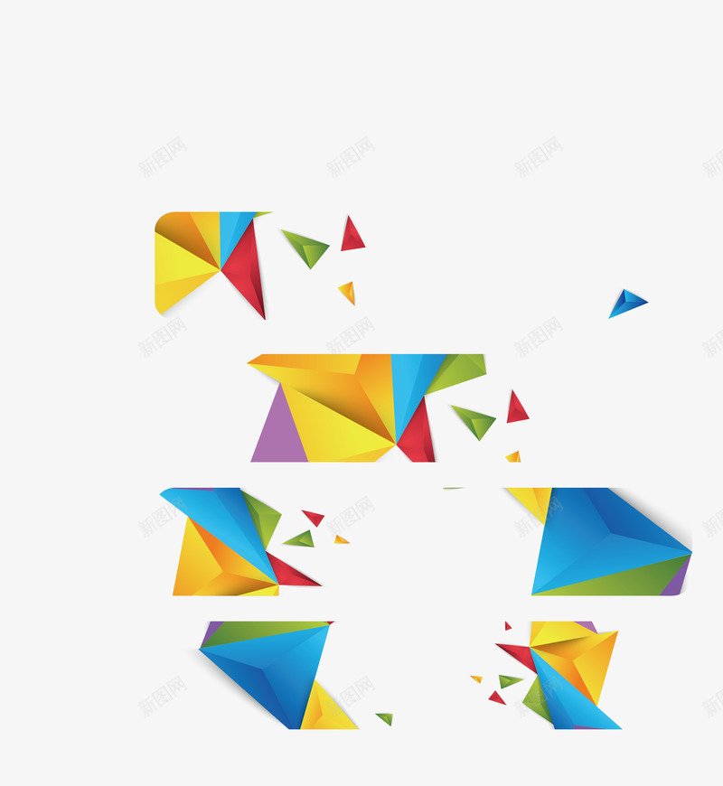 彩色几何漂浮物标题框png免抠素材_新图网 https://ixintu.com 低多边形 商务横幅 彩色低多边形 彩色横幅 横幅 矢量png