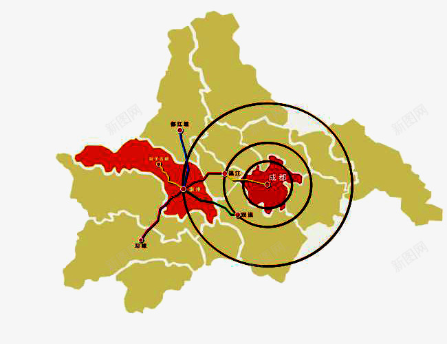成都地图png免抠素材_新图网 https://ixintu.com 地图 成都地图 成都地图png 橙色成都地图