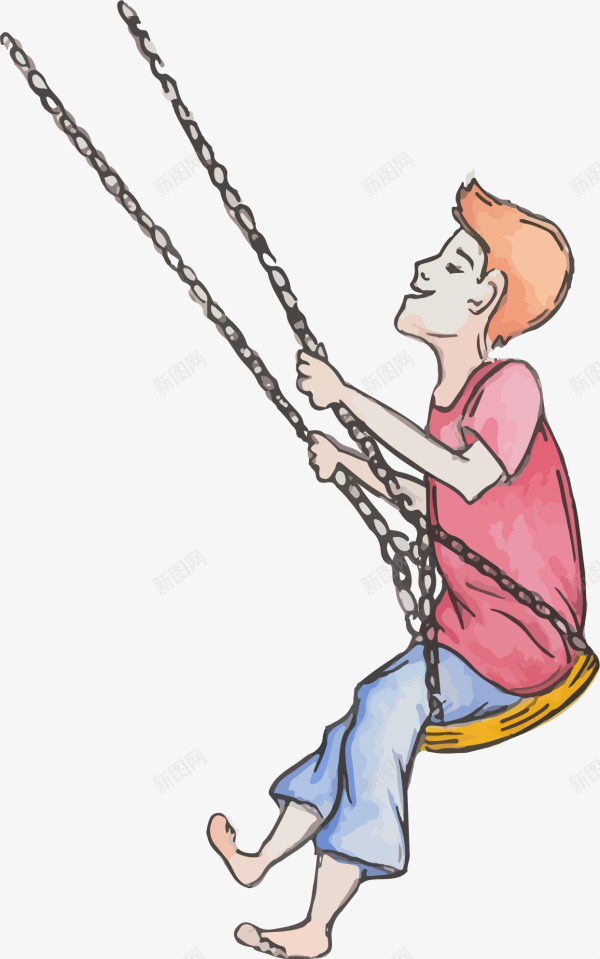 儿童节荡秋千的男孩png免抠素材_新图网 https://ixintu.com 儿童节 手绘男孩 水彩 玩耍 绘画 荡秋千的男孩