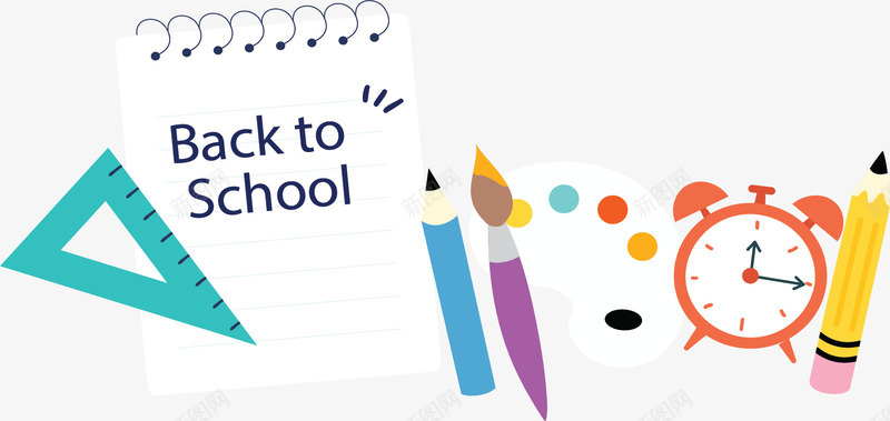 开学日卡通文具横幅矢量图ai免抠素材_新图网 https://ixintu.com 卡通文具 开学 开学日 彩色文具 文具 矢量png 矢量图