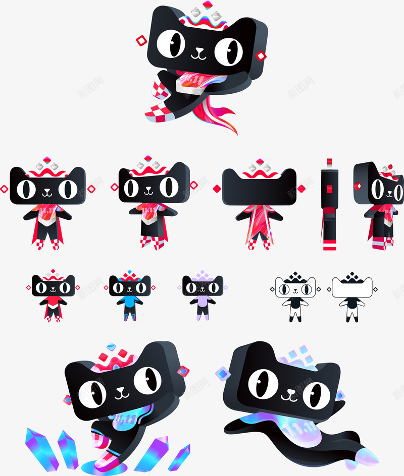 可爱超人猫咪png免抠素材_新图网 https://ixintu.com 动物 可爱的 披风 猫咪 超人 飞翔 黑色的