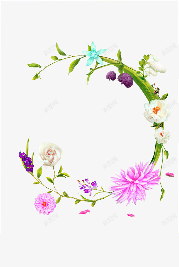 紫色简约花藤装饰图案png免抠素材_新图网 https://ixintu.com 免抠PNG 简约 紫色 花藤 装饰图案