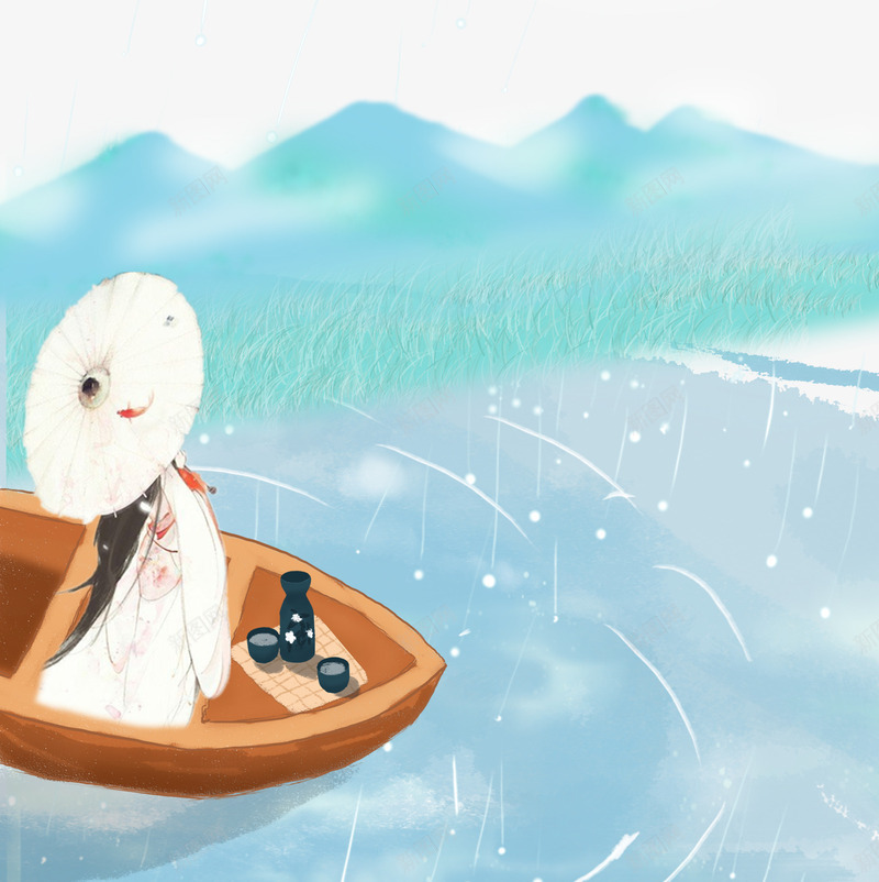 彩绘中国风山水插画psd免抠素材_新图网 https://ixintu.com 中国风 山水插画 彩绘 水墨 装饰图案 装饰山水水墨插画