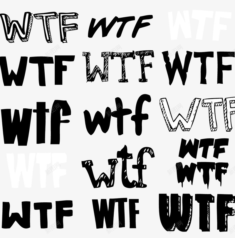 WTF艺术字矢量图ai免抠素材_新图网 https://ixintu.com WIF字体设计 各种艺术字 立体字 矢量图