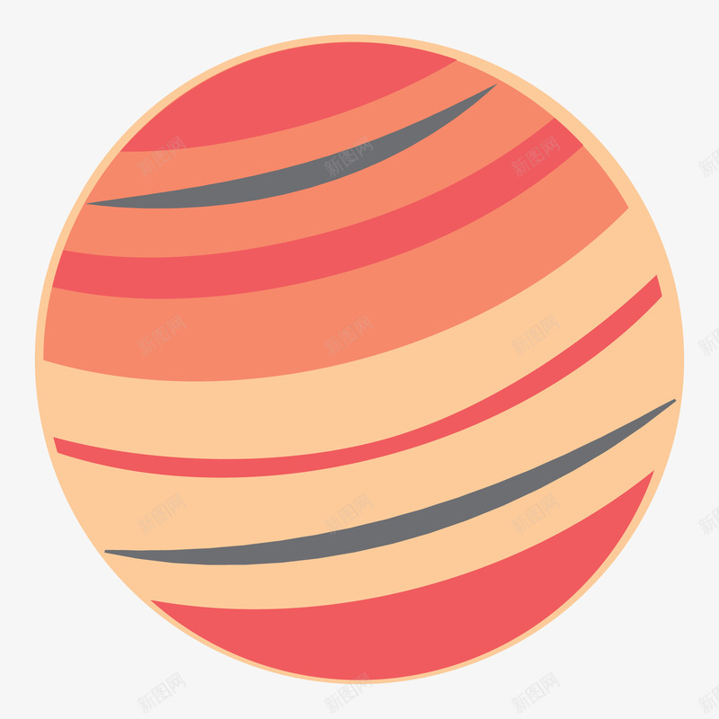橙色条纹卡通星球png免抠素材_新图网 https://ixintu.com 卡通 星球 条纹 橙色