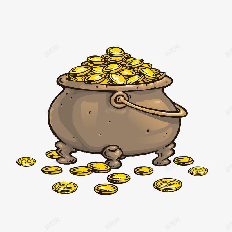 卡通金币矢量图ai免抠素材_新图网 https://ixintu.com 卡通 复古 宝藏 彩绘 手绘 财宝 金币设计 矢量图