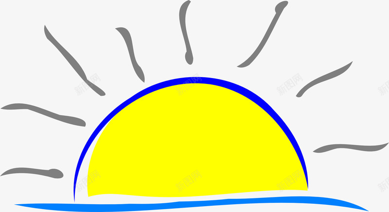 海上升太阳png免抠素材_新图网 https://ixintu.com 光芒 太阳 海 黄色