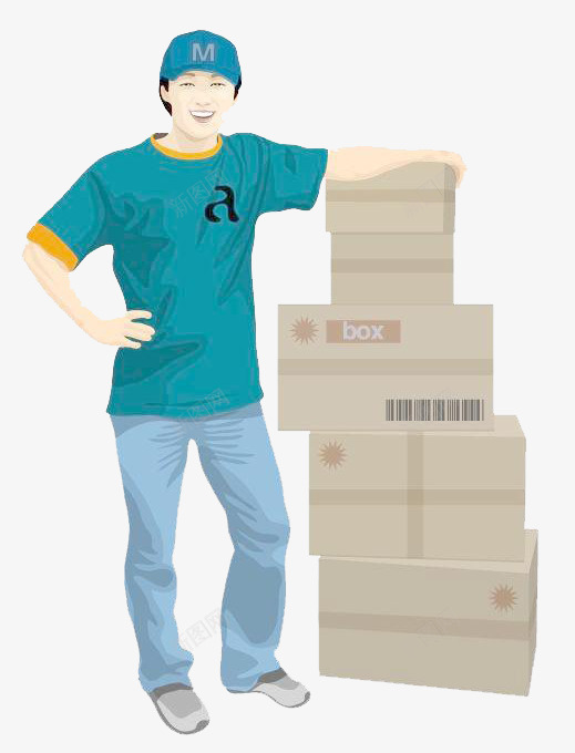 送货搬运快递员png免抠素材_新图网 https://ixintu.com 卡通男性 手绘人物 送快递员 送货人