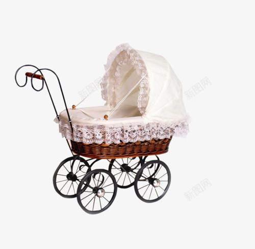 婴儿车png免抠素材_新图网 https://ixintu.com 可爱 婴儿车 欧式 蕾丝
