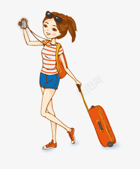 可爱卡通旅行女孩矢量图ai免抠素材_新图网 https://ixintu.com 卡通 可爱 女孩 旅行 照相 相机 行李箱 矢量图