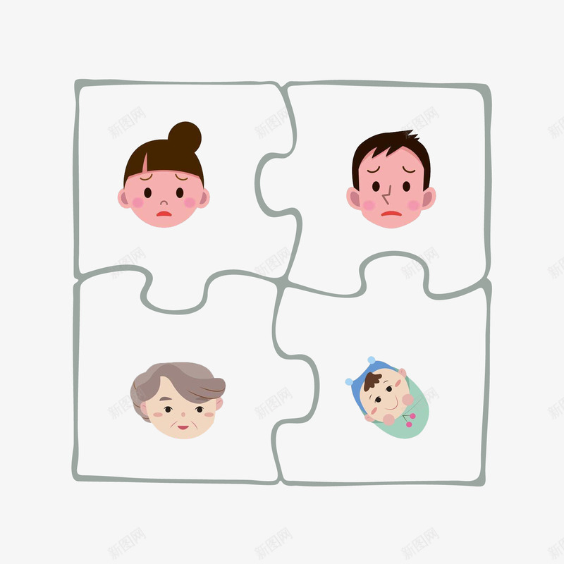 男女老少卡通图标png_新图网 https://ixintu.com 女 小孩 年龄 性别 男 老人