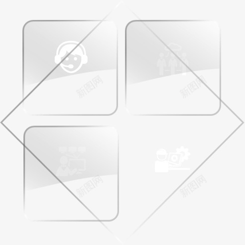 PPT元素方形图标png_新图网 https://ixintu.com 4方面 半透明 图标 菱形