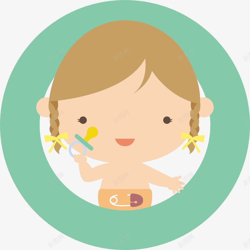 卡通婴儿女孩矢量图ai免抠素材_新图网 https://ixintu.com 儿童 女孩 婴儿女孩 宝宝 矢量女孩 矢量图