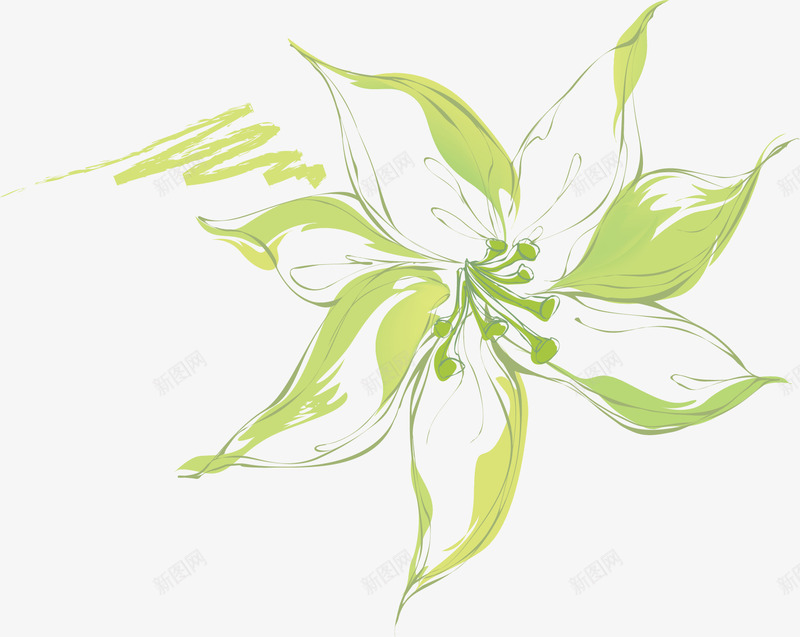 潮流花开手绘png免抠素材_新图网 https://ixintu.com 唯美 春意 绿色