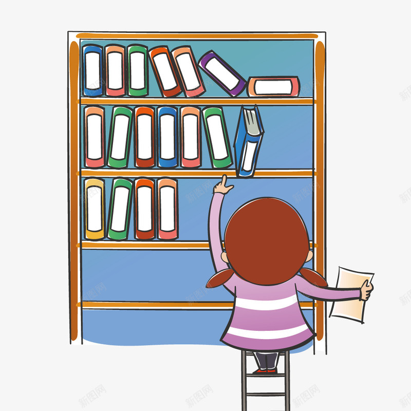 整理书架的女孩矢量图ai免抠素材_新图网 https://ixintu.com 书架 卡通 女孩 插画 整理 矢量图