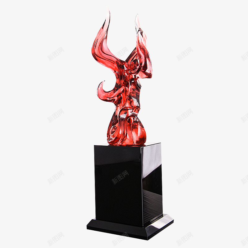 红红火火玻璃奖杯png免抠素材_新图网 https://ixintu.com 商务奖杯 水晶 水晶奖杯 玻璃 玻璃奖杯 琉璃奖杯 红红火火