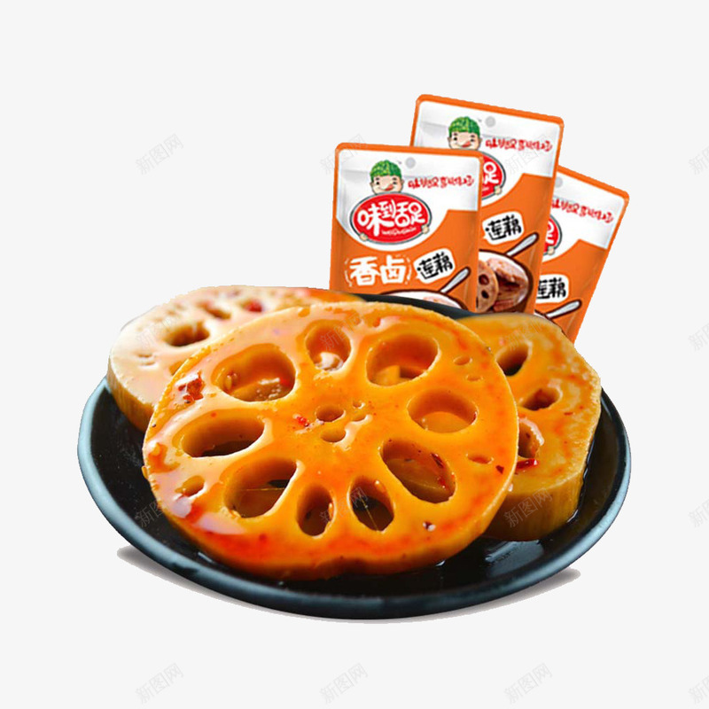 美味卤香莲藕png免抠素材_新图网 https://ixintu.com 产品实物 小吃 藕片 零食 麻辣