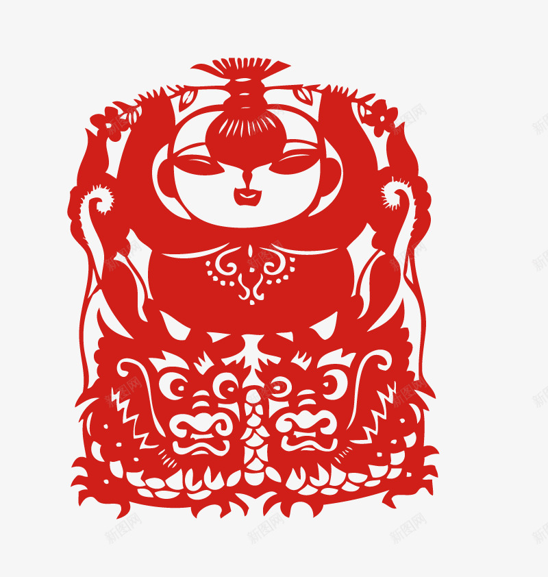穿虎头鞋的娃娃矢量图ai免抠素材_新图网 https://ixintu.com PNG免费下载 窗花 过年 高清素材 矢量图