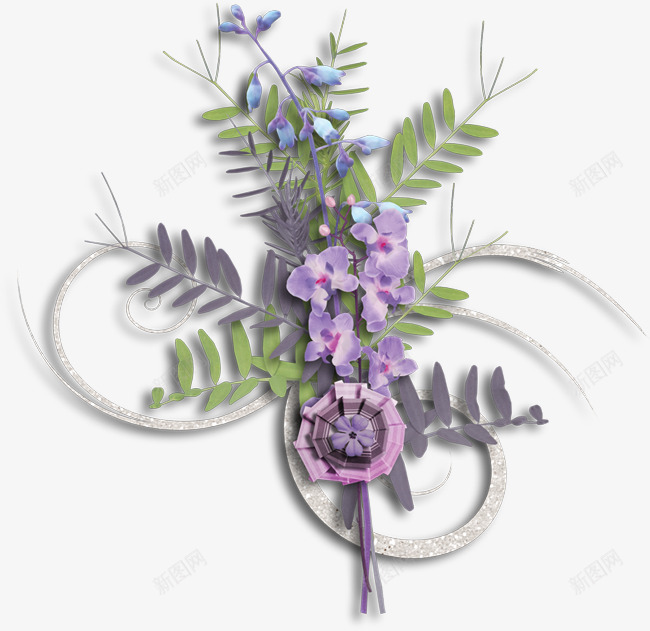 紫色花朵水晶花纹装饰png免抠素材_新图网 https://ixintu.com 水晶 紫色 花朵 花纹 装饰