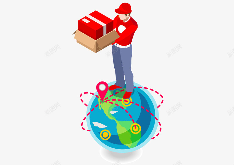 全球快递快递员人物形象矢量图ai免抠素材_新图网 https://ixintu.com 人物 全球 形象 快递 快递员 矢量图