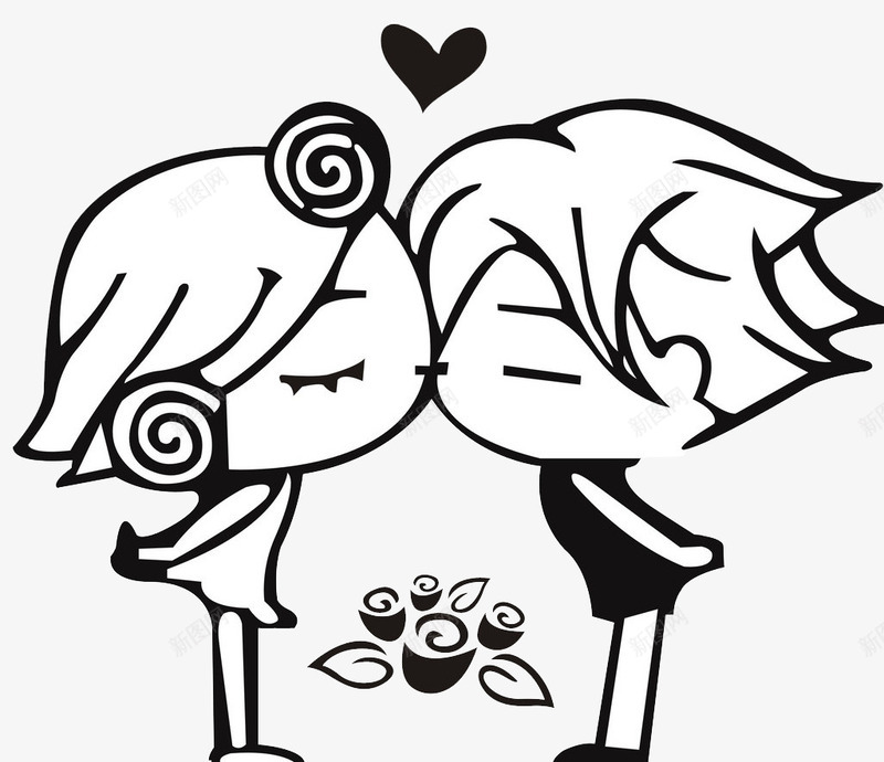 简笔画亲吻中的男女png免抠素材_新图网 https://ixintu.com 日系超萌简笔画 爱情 简笔画五官素材 简笔画素材