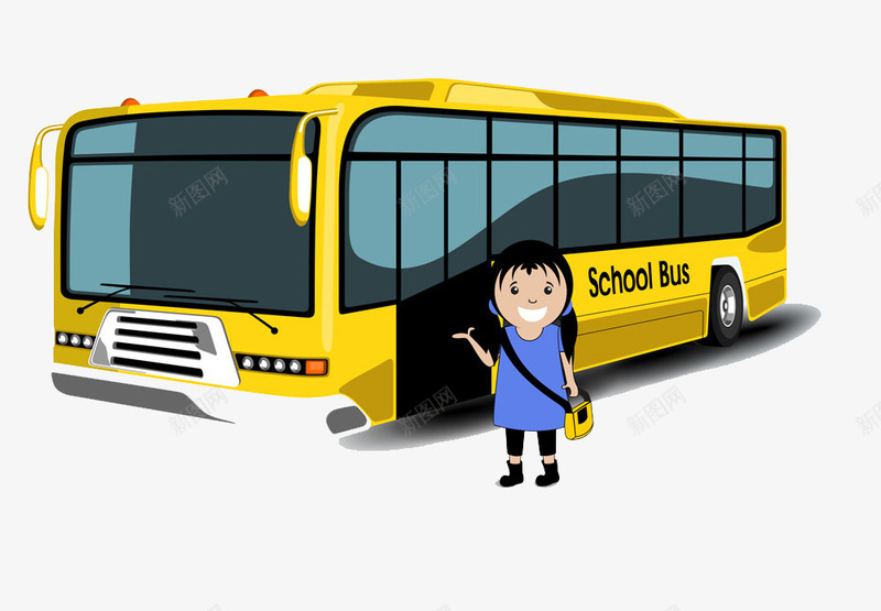 卡通校车png免抠素材_新图网 https://ixintu.com 公交车 卡通 可爱 小孩子 小朋友 手绘 校车 车子 车辆 黄色车子