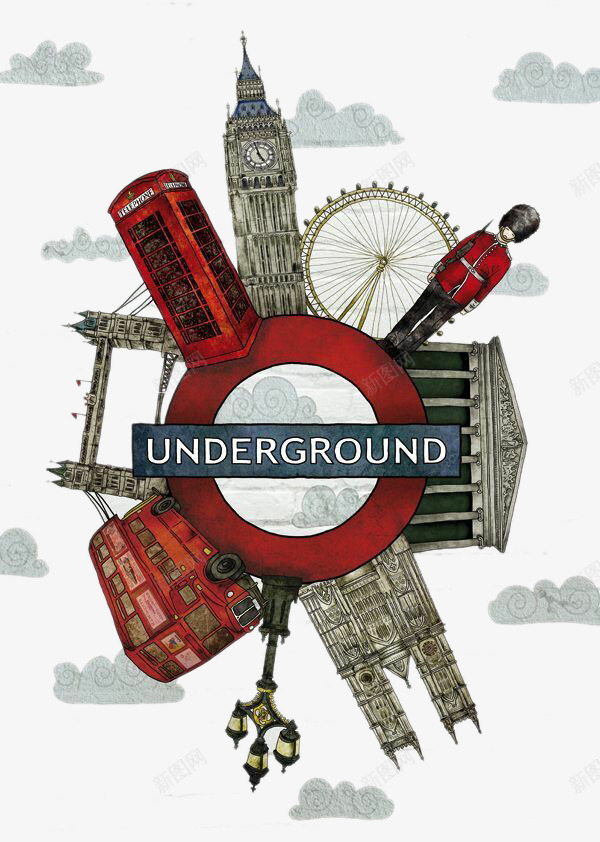圆环上的英国著名标志事物psd免抠素材_新图网 https://ixintu.com 圆环 旅游 旅游景点 英国