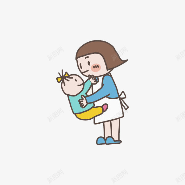 抱孩子的妈妈png免抠素材_新图网 https://ixintu.com 卡通 妈妈 婴儿 孩子 小孩 手绘 母亲 水彩