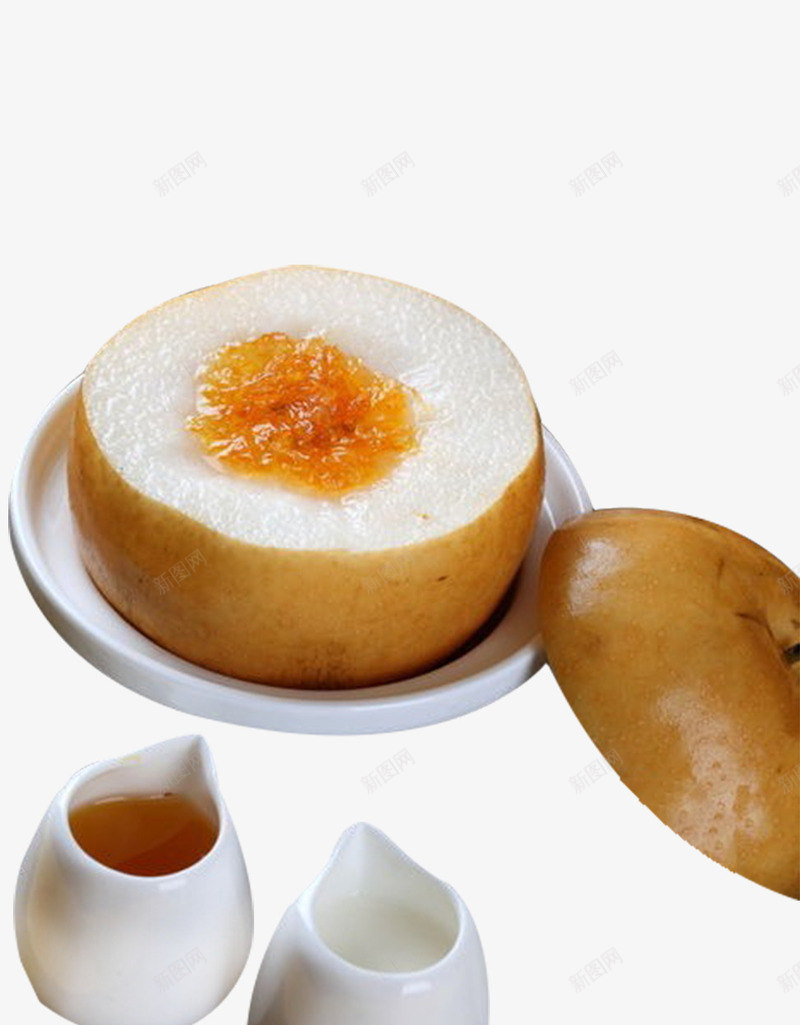 水晶梨炖燕窝psd免抠素材_新图网 https://ixintu.com 产品实物 水晶梨 水果 燕窝 美味 菜肴