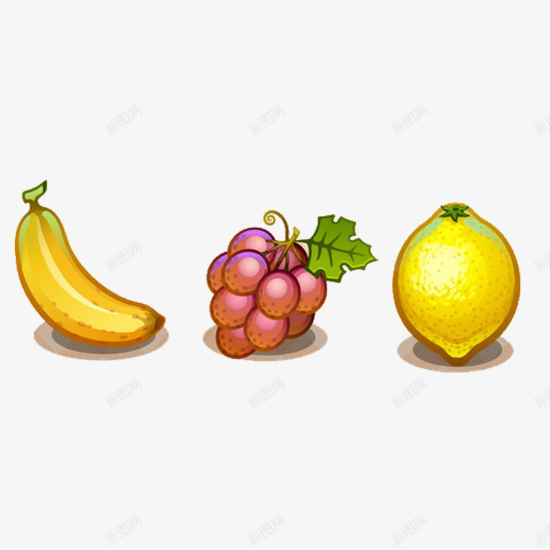 手绘水果香蕉葡萄柠檬psd免抠素材_新图网 https://ixintu.com 手绘 柠檬 水果 葡萄 香蕉
