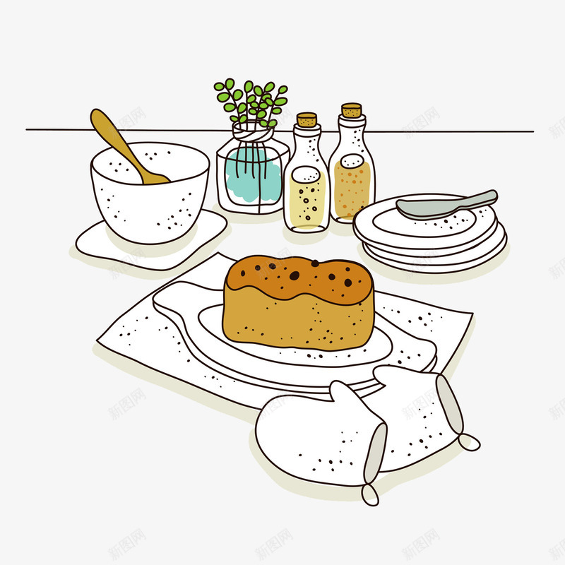 手绘西式餐点简笔画png免抠素材_新图网 https://ixintu.com 卡通食物 厨房餐具 手绘平面 每日餐点 简笔画 美味食物 美好生活 食物餐具