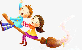 骑在毛笔上的小孩png免抠素材_新图网 https://ixintu.com 小孩 毛笔