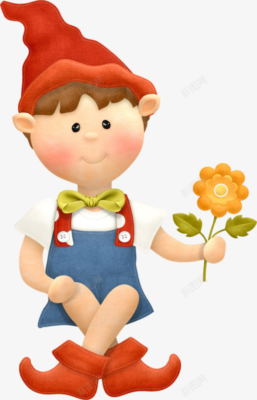 尖帽子男孩png免抠素材_新图网 https://ixintu.com 孩子 小孩 小花 帽子 手绘