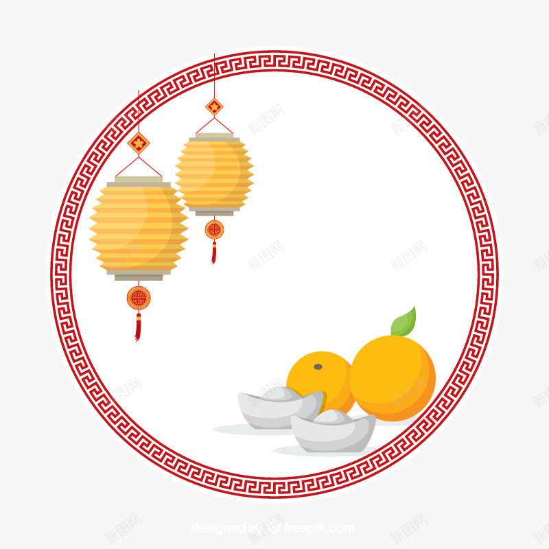 中式灯笼png免抠素材_新图网 https://ixintu.com 元宝 免扣png素材 免费png素材 春节 橘子 过年