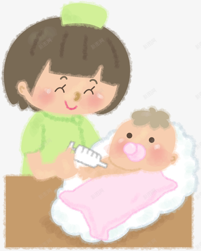 手绘护士打针小婴儿png免抠素材_新图网 https://ixintu.com 小婴儿 手绘 打针 护士