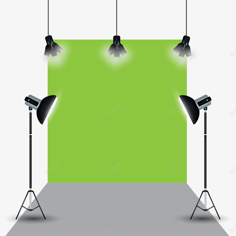 简约绿色摄影棚png免抠素材_新图网 https://ixintu.com 影棚 灯具 简约 绿色幕布