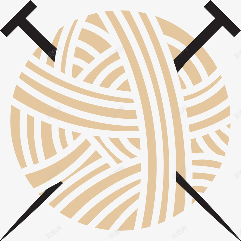 卡通黄色毛线球png免抠素材_新图网 https://ixintu.com 卡通 条纹 毛线球 毛线针 简约 黄色