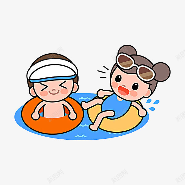 可爱的小孩png免抠素材_新图网 https://ixintu.com 卡通 可爱的 小孩 手绘 游泳 游泳人 游泳圈 简笔
