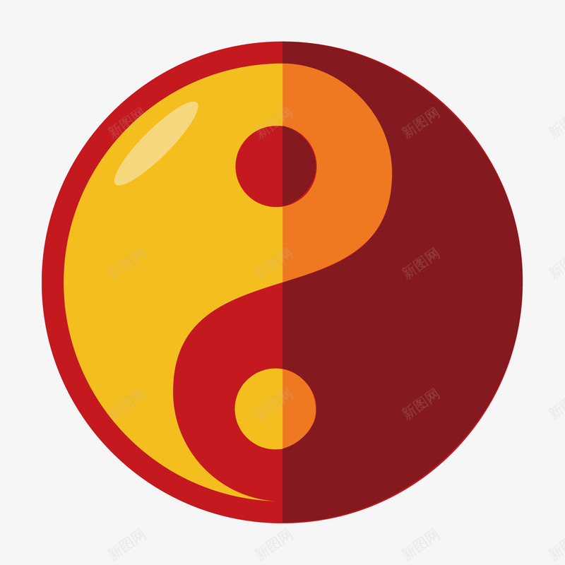com 传统 光泽 卡通插画 太极 彩色 武术 渐变 质感 阴阳 矢量图
