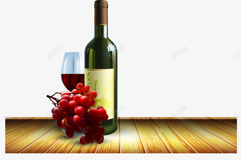 红酒png免抠素材_新图网 https://ixintu.com 棕色 红色 红酒 绿色 葡萄 酒杯
