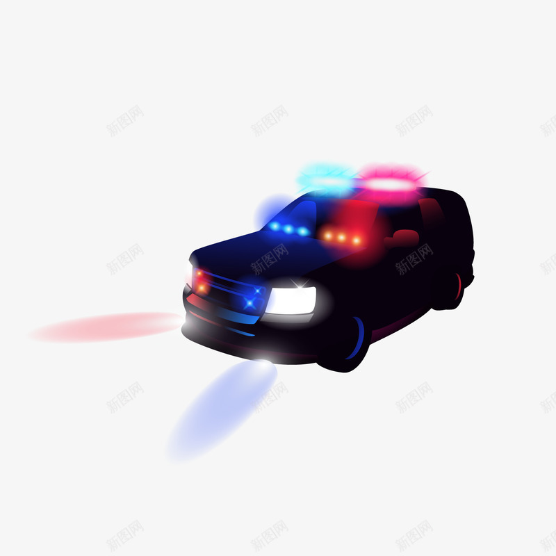 黑色警车警报元素矢量图ai免抠素材_新图网 https://ixintu.com 光芒 出行 发光 汽车 警察 警报 质感 闪耀 黑色 矢量图