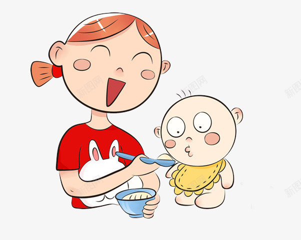 两个小孩png免抠素材_新图网 https://ixintu.com 可爱 吃饭 开心 红色 营养师