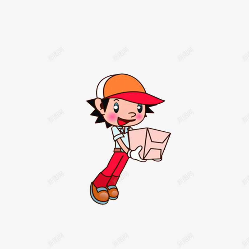 快递送货员png免抠素材_新图网 https://ixintu.com 卡通 快递送货员 搬货工人 搬货的男孩 送货男孩
