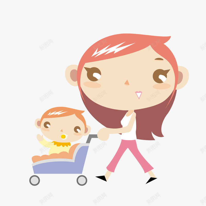 手绘推婴儿车矢量图eps免抠素材_新图网 https://ixintu.com png免抠图 出游 可爱 妇女 宝宝 手绘 推婴儿车 散步 矢量图