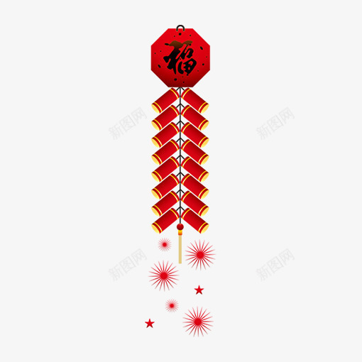 红色中国风福字鞭炮png免抠素材_新图网 https://ixintu.com 中国风挂饰 放鞭炮 新年 新春 春节 爆竹 福字鞭炮 过年