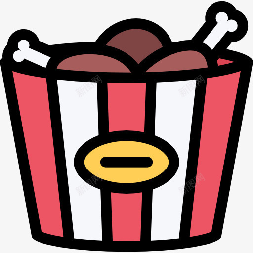 鸡腿全家桶png免抠素材_新图网 https://ixintu.com 全家桶 卡通 条纹 鸡腿