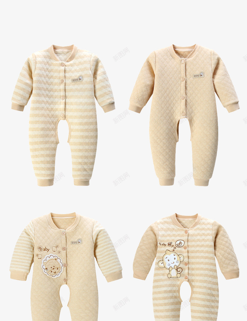 多种图案彩棉婴儿爬行服png免抠素材_新图网 https://ixintu.com 加厚彩棉爬行服 天然亲肤 婴儿睡衣 彩棉